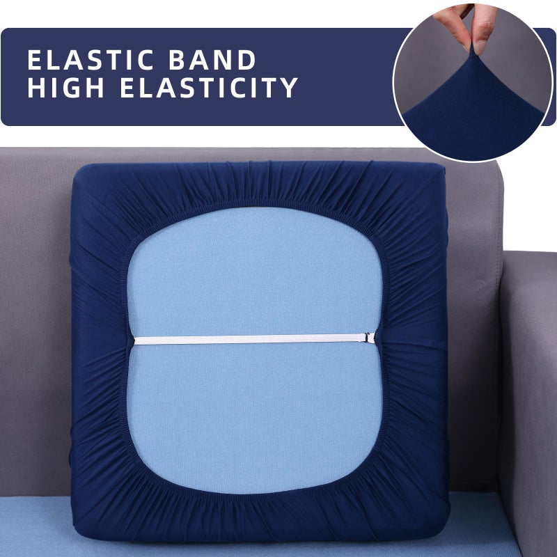 hyha Waterproof Couch Cushion Covers  Stretch Sofa Couch Seat Slipcover for Dog Washable  Non-Slip Waterproof Outdoor Cushion Covers for Patio Furniture Replacement (3 Pieces  Navy) - Image 5